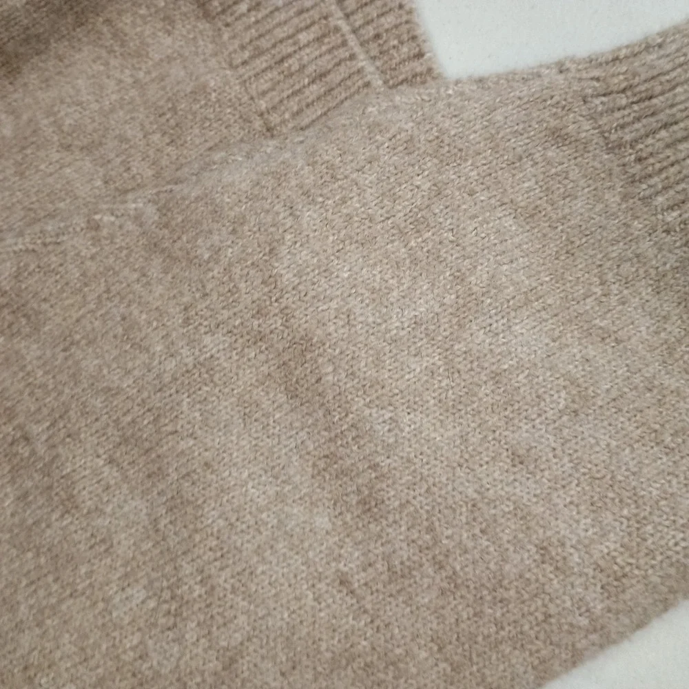 Versona L Embroidered Floral Mock Neck Sweater Taupe Cottagecore Pullover - Picture 9 of 10